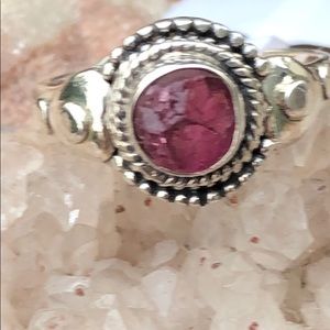 BOUTIQUE PINK TOURMALINE ROUGH 925 SILVER RING 7.5